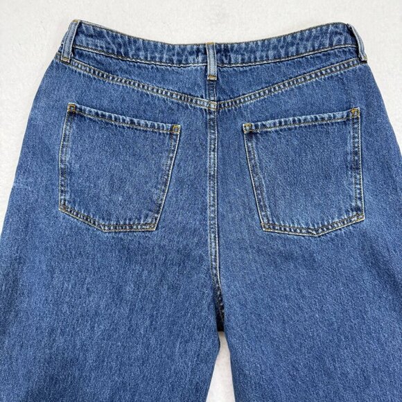 River Island Alexa Crop Super Wide Leg Jeans Midwash Blue Retro Size 14 US 10 - Picture 4 of 12